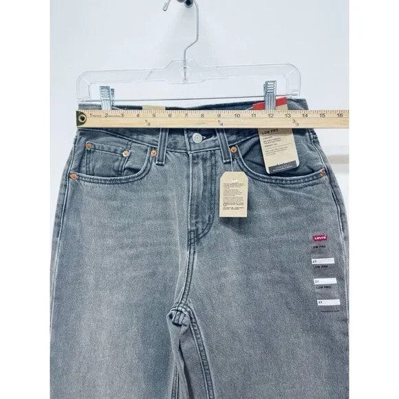 Levi's Jeans Grey Sz 27 Women’s Low Pro Straight Leg Mid Rise Paint Splatter New - Picture 2 of 9